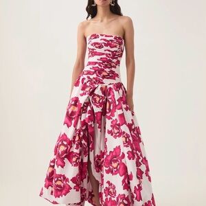 AJE “Boldly Blooming” Floral Strapless Maxi Dress